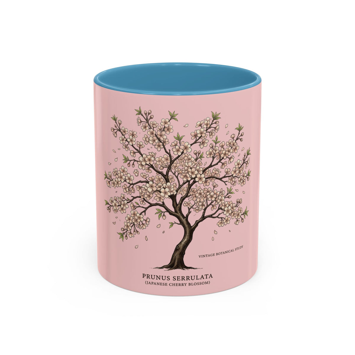 Cherry Blossom Accent Coffee Mug — Prunus Serrulata Floral 11/15oz