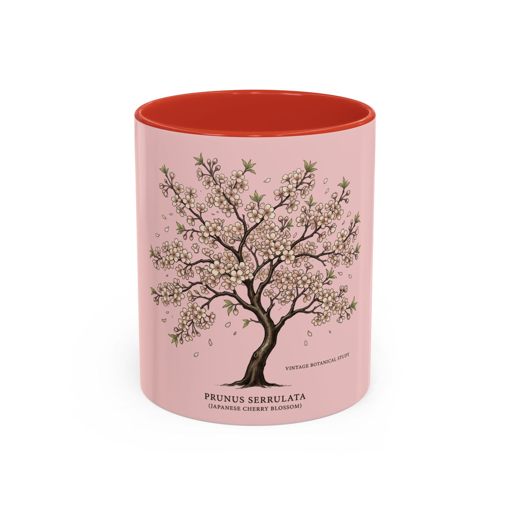 Cherry Blossom Accent Coffee Mug — Prunus Serrulata Floral 11/15oz
