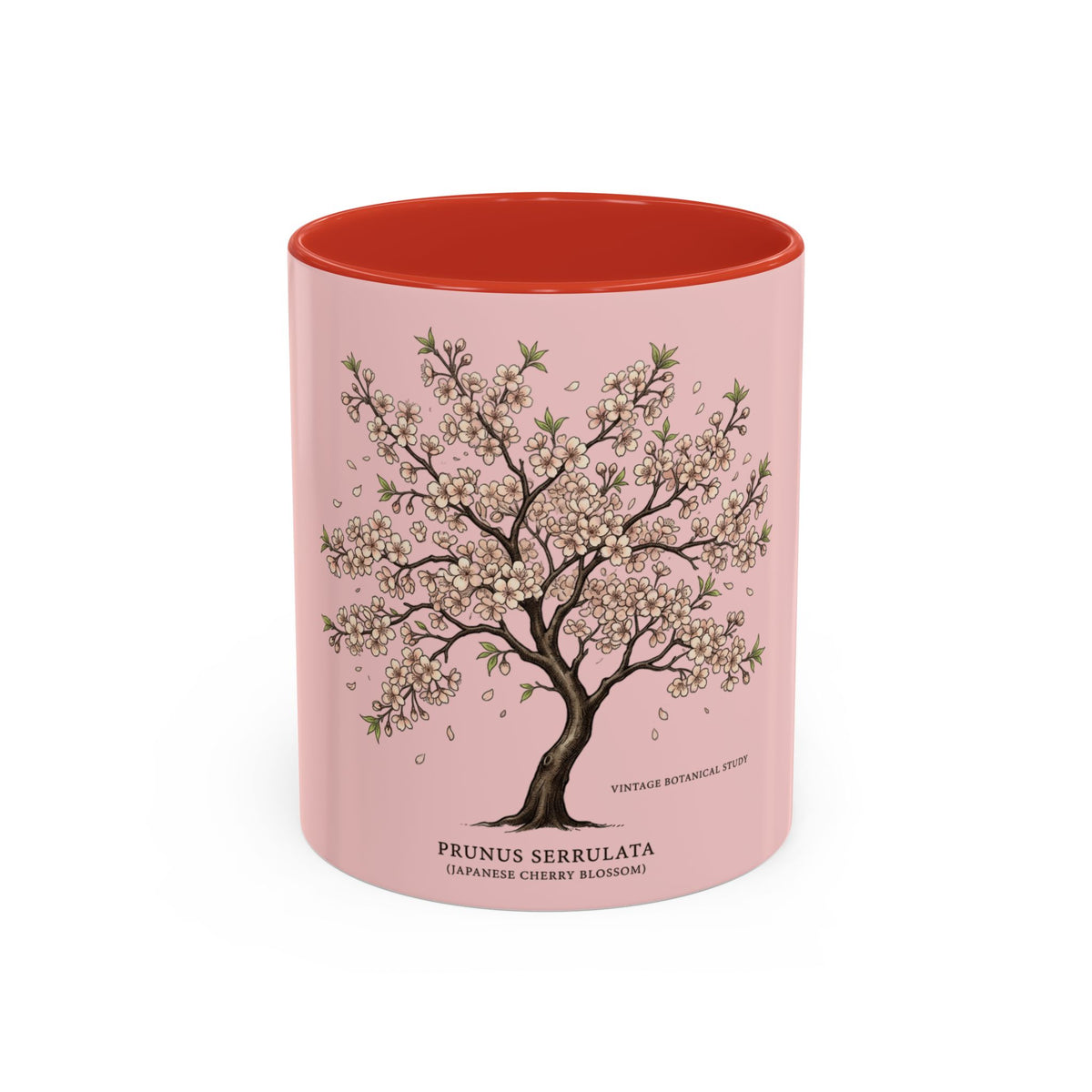 Cherry Blossom Accent Coffee Mug — Prunus Serrulata Floral 11/15oz