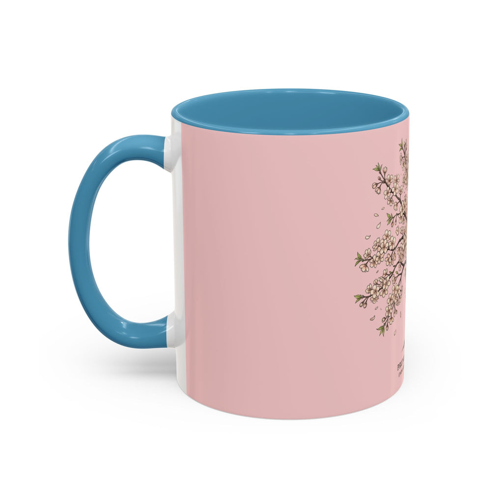 Cherry Blossom Accent Coffee Mug — Prunus Serrulata Floral 11/15oz