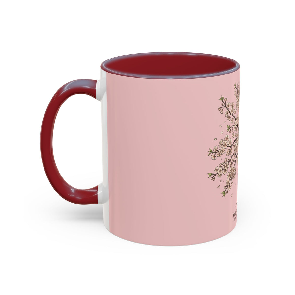 Cherry Blossom Accent Coffee Mug — Prunus Serrulata Floral 11/15oz