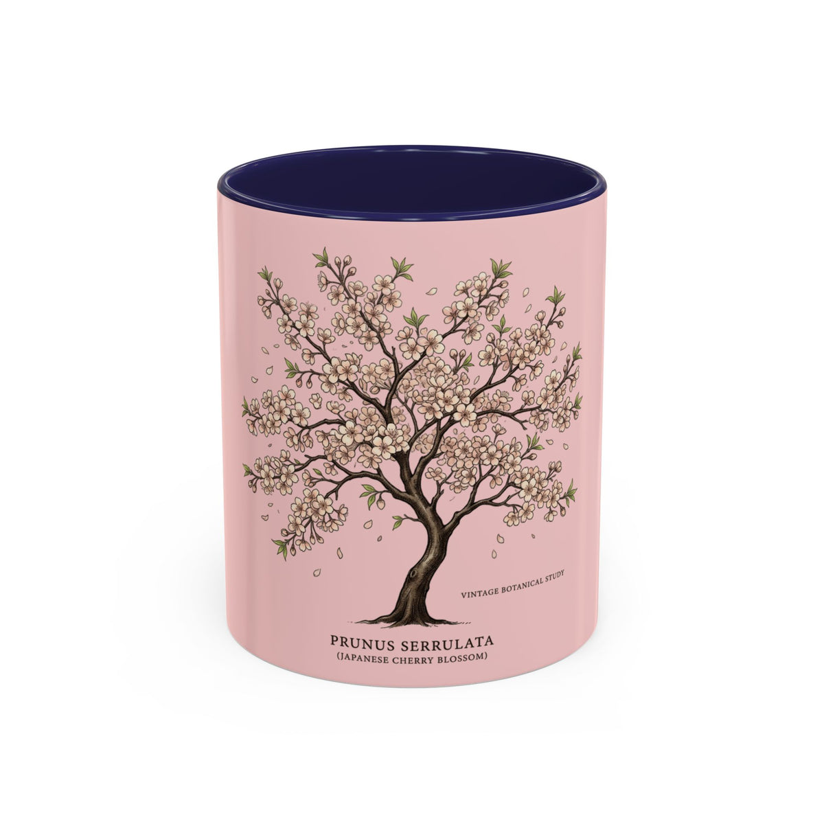 Cherry Blossom Accent Coffee Mug — Prunus Serrulata Floral 11/15oz