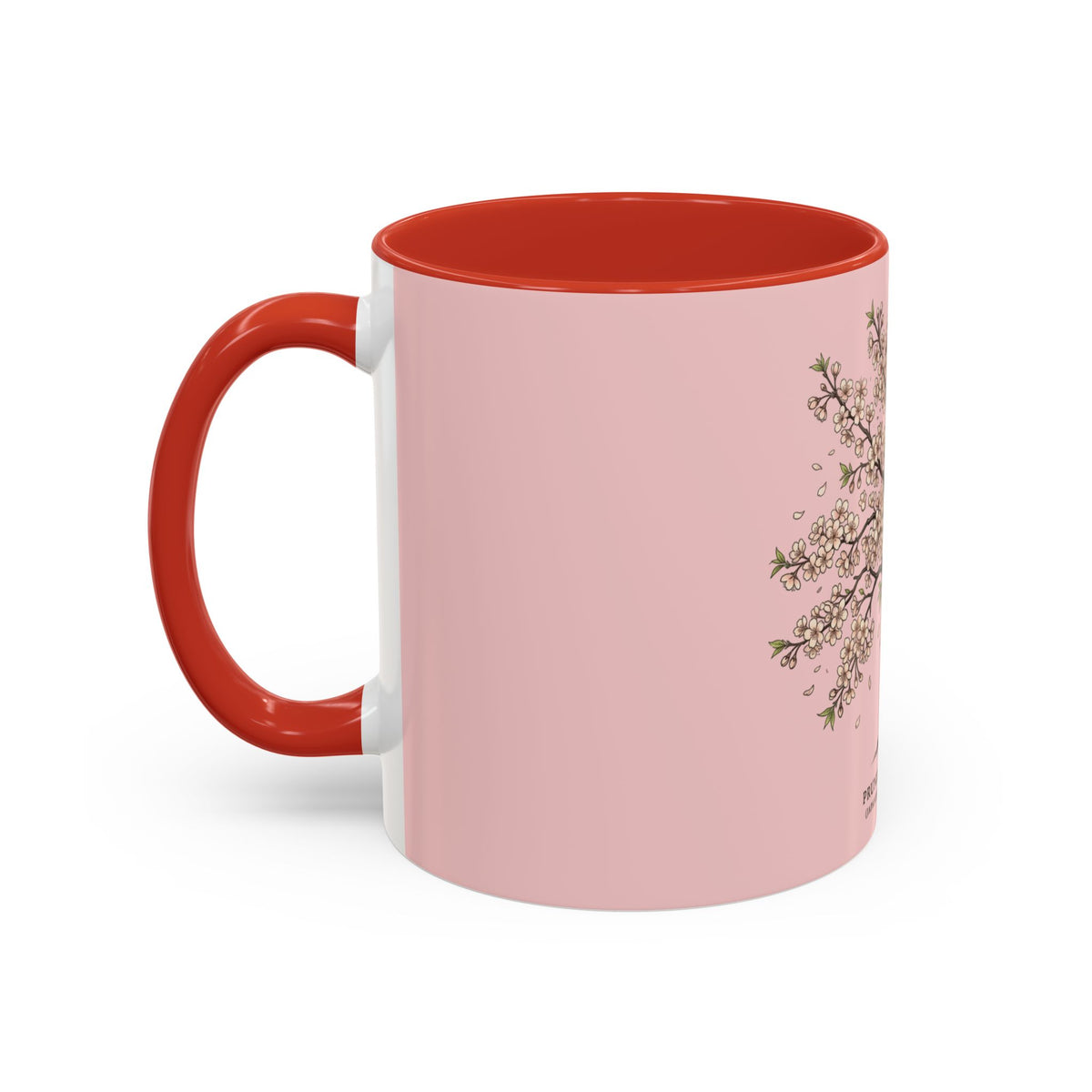Cherry Blossom Accent Coffee Mug — Prunus Serrulata Floral 11/15oz