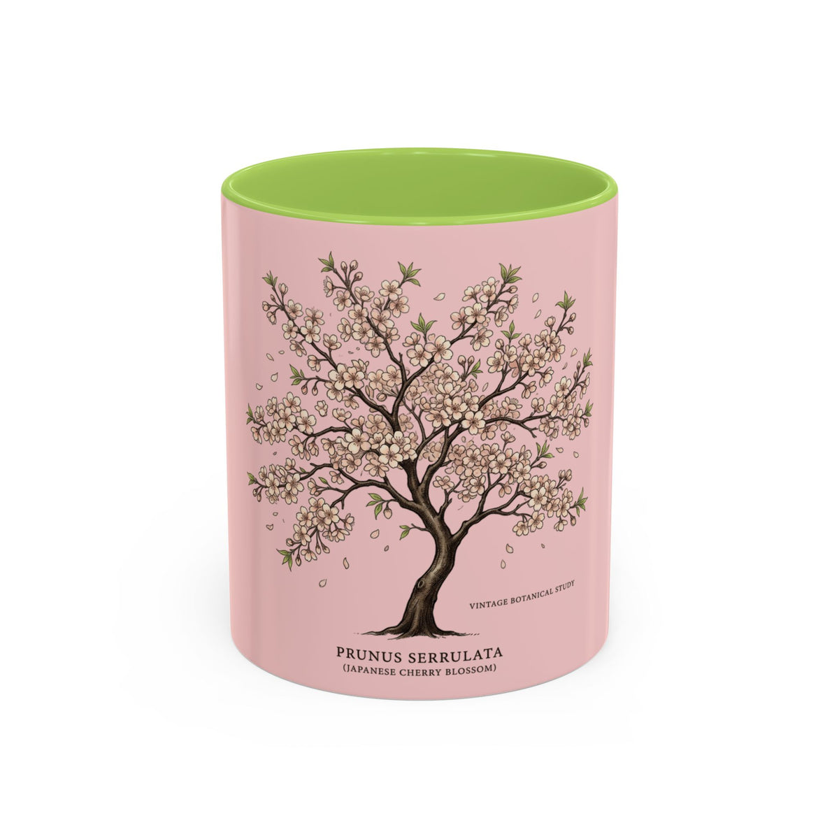 Cherry Blossom Accent Coffee Mug — Prunus Serrulata Floral 11/15oz
