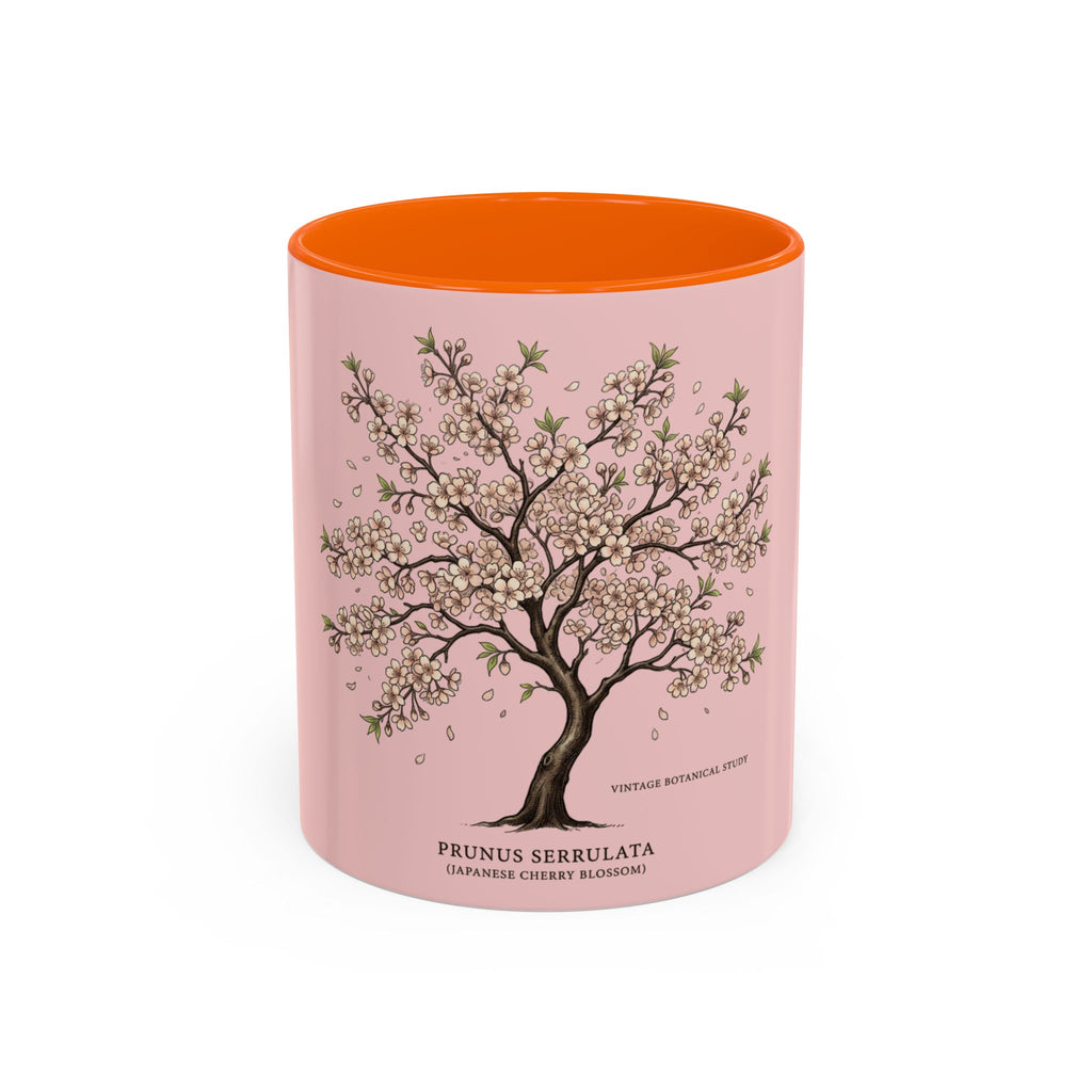 Cherry Blossom Accent Coffee Mug — Prunus Serrulata Floral 11/15oz