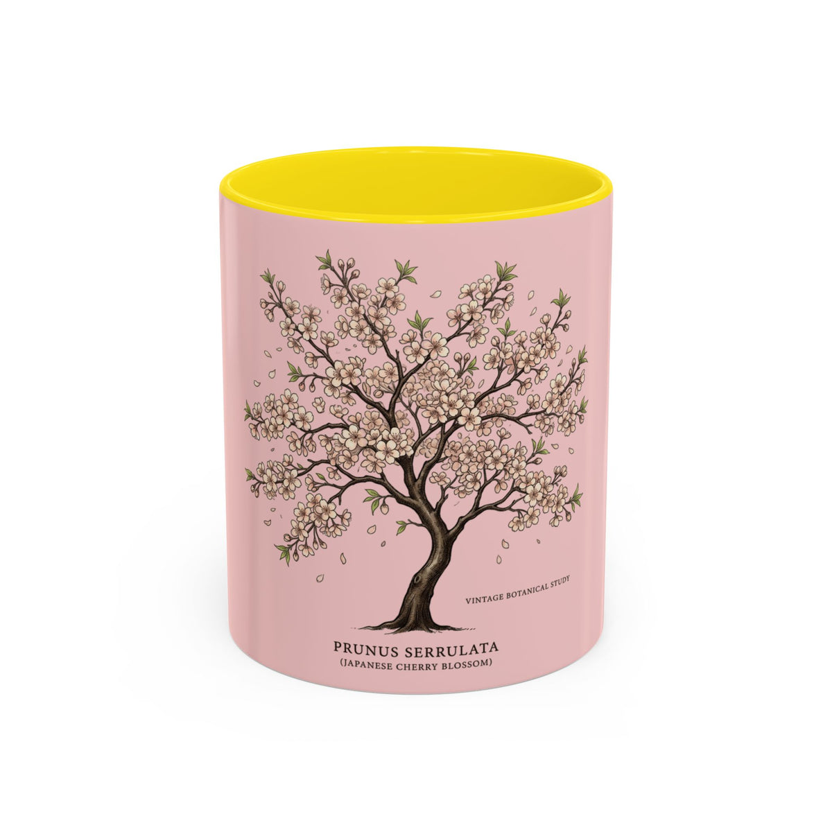 Cherry Blossom Accent Coffee Mug — Prunus Serrulata Floral 11/15oz