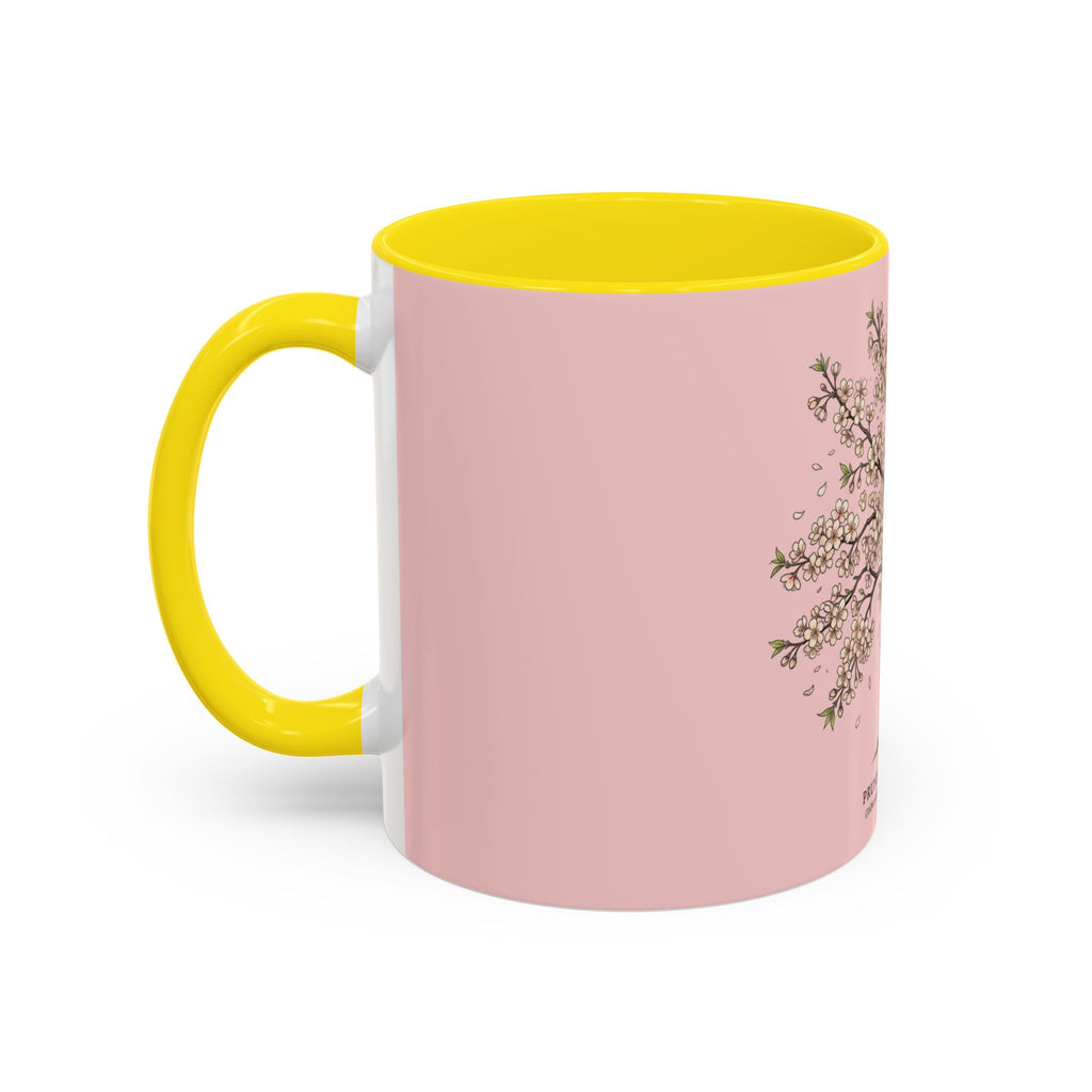Cherry Blossom Accent Coffee Mug — Prunus Serrulata Floral 11/15oz