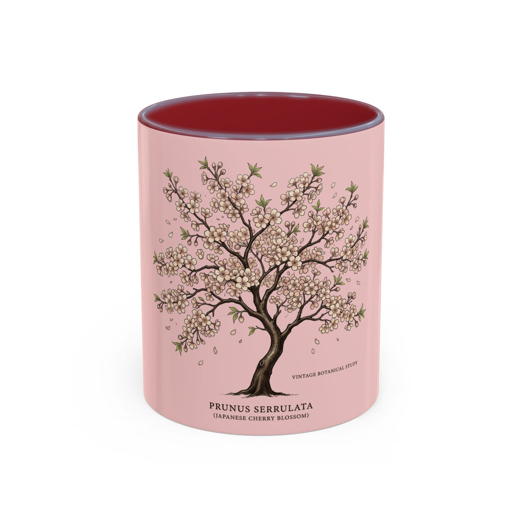 Cherry Blossom Accent Coffee Mug — Prunus Serrulata Floral 11/15oz