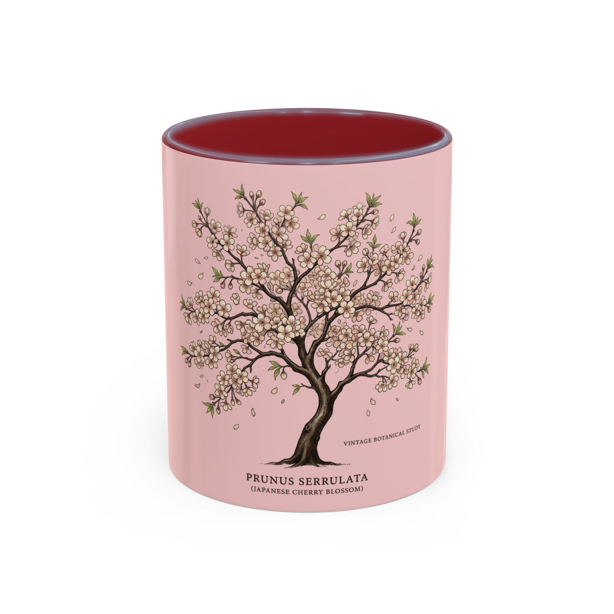 Cherry Blossom Accent Coffee Mug — Prunus Serrulata Floral 11/15oz