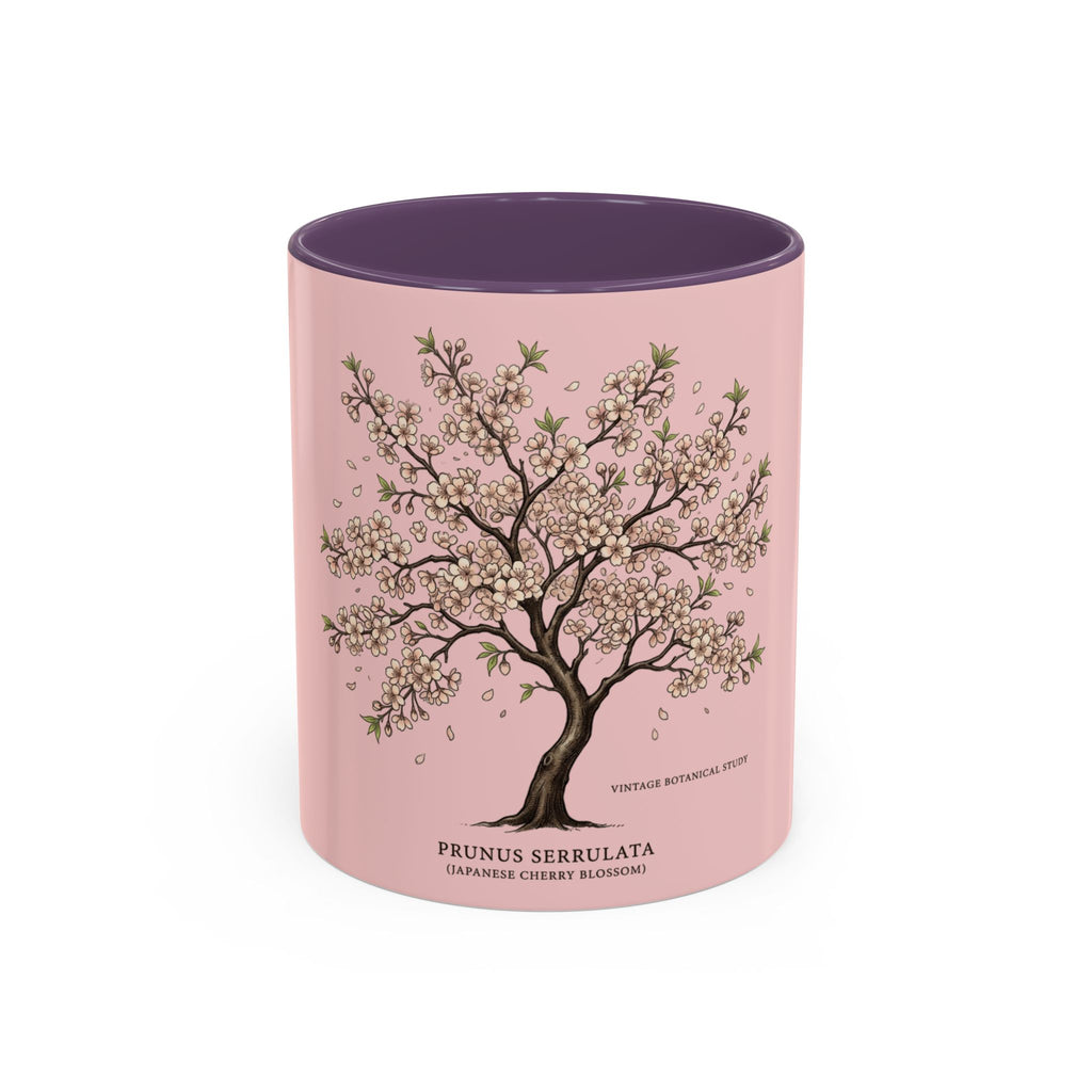 Cherry Blossom Accent Coffee Mug — Prunus Serrulata Floral 11/15oz