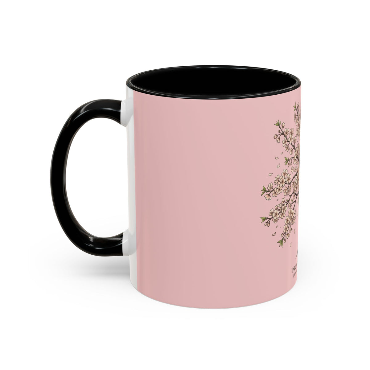Cherry Blossom Accent Coffee Mug — Prunus Serrulata Floral 11/15oz