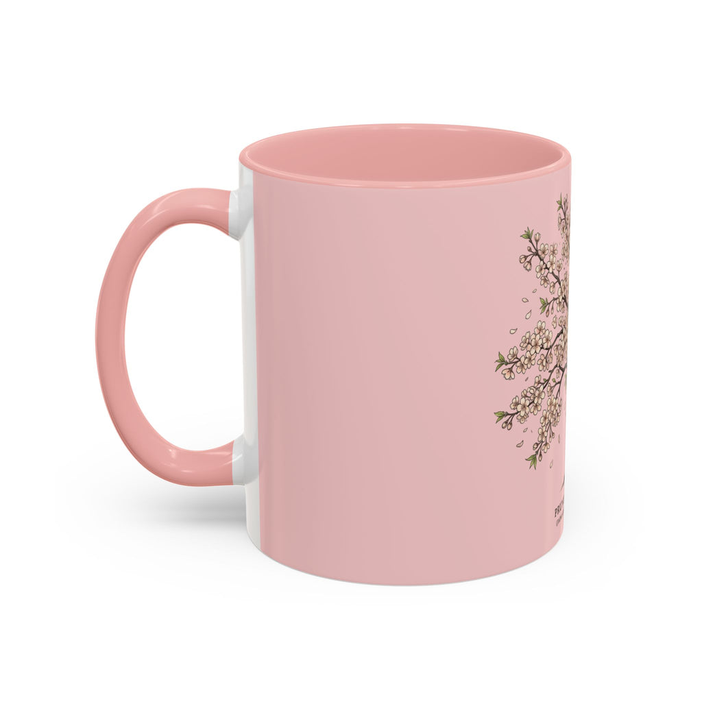 Cherry Blossom Accent Coffee Mug — Prunus Serrulata Floral 11/15oz