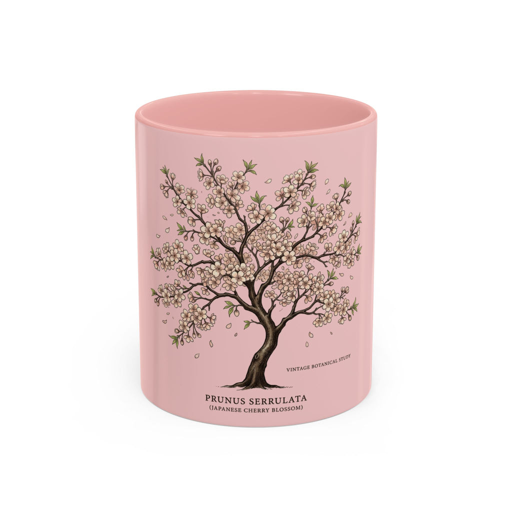 Cherry Blossom Accent Coffee Mug — Prunus Serrulata Floral 11/15oz