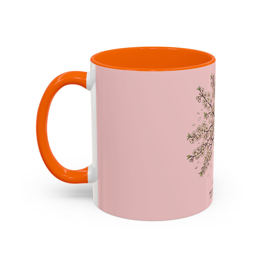 Cherry Blossom Accent Coffee Mug — Prunus Serrulata Floral 11/15oz