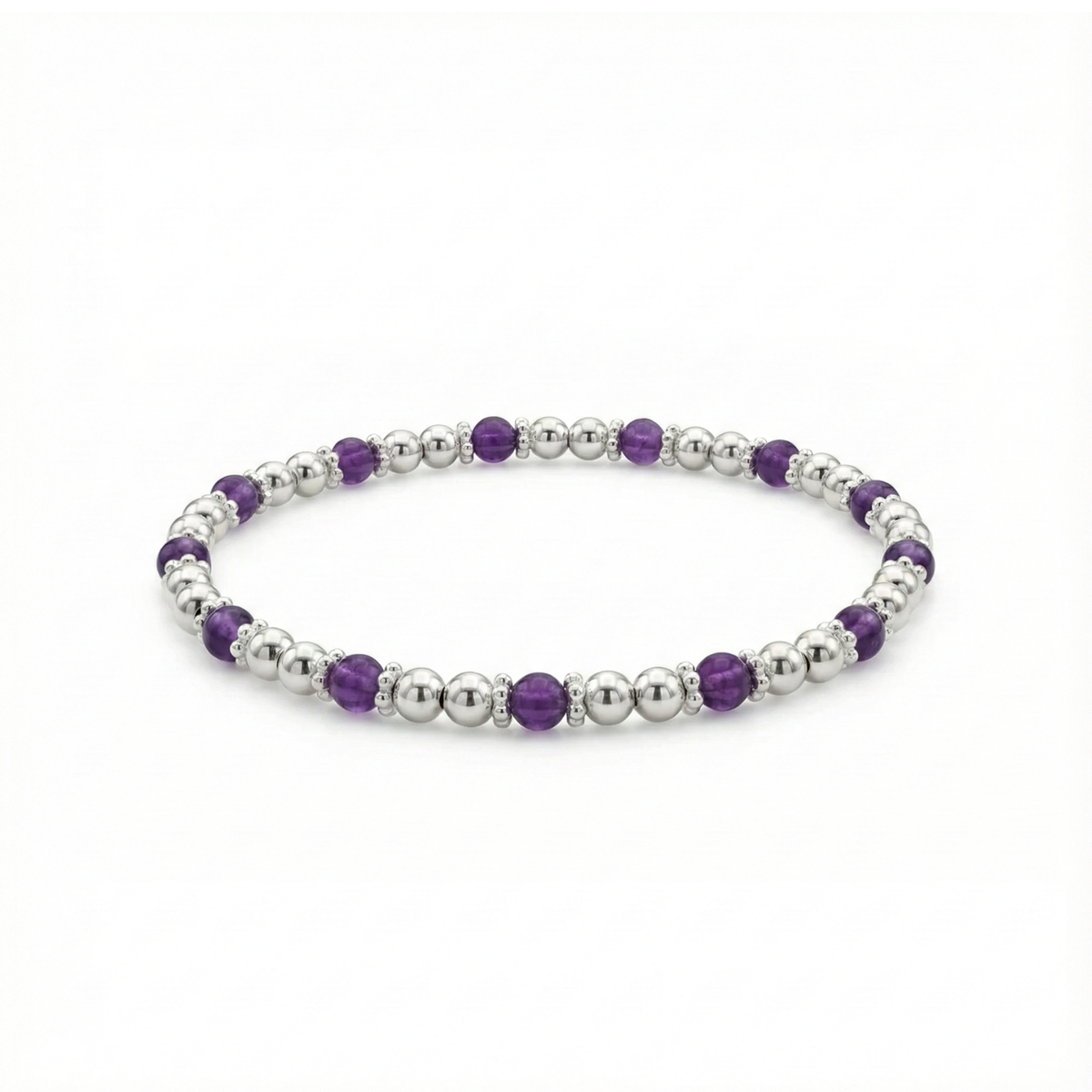 Sterling Silver Amethyst Bead Bracelet