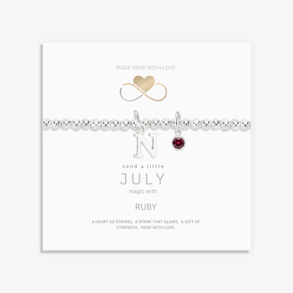 July Birthstone & Initial Letter Charm Bracelet
