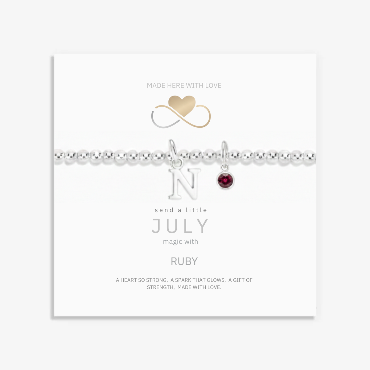July Birthstone & Initial Letter Charm Bracelet
