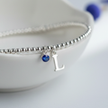 Birthstone & Initial Letter Personalised Charm Bracelet