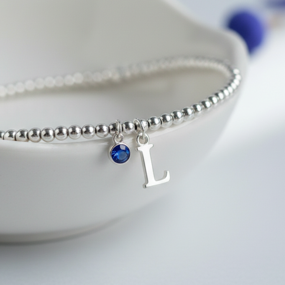 Birthstone & Initial Letter Personalised Charm Bracelet