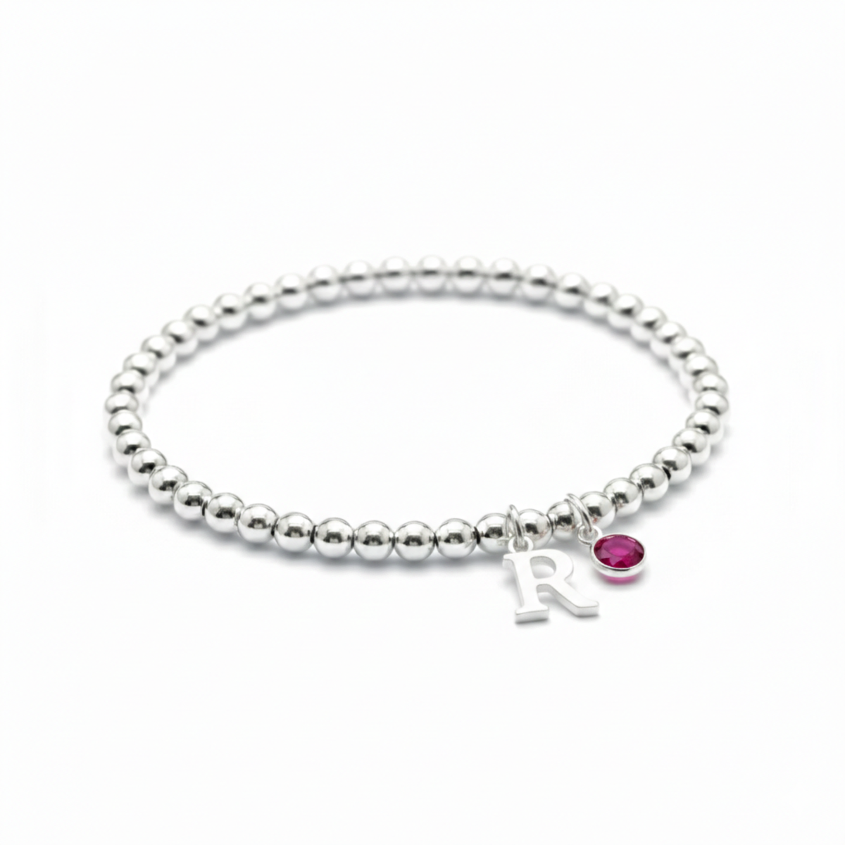 July Birthstone & Initial Letter Charm Bracelet