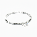 Personalised June Birthstone, Initial Letter & Moonstone Charm Bracelet