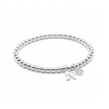 Initial & October Birthstone Bracelet | Personalised Stretch Bead Bracelet
