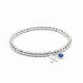 Initial & September Birthstone Bracelet | Personalised Stretch Bead Bracelet